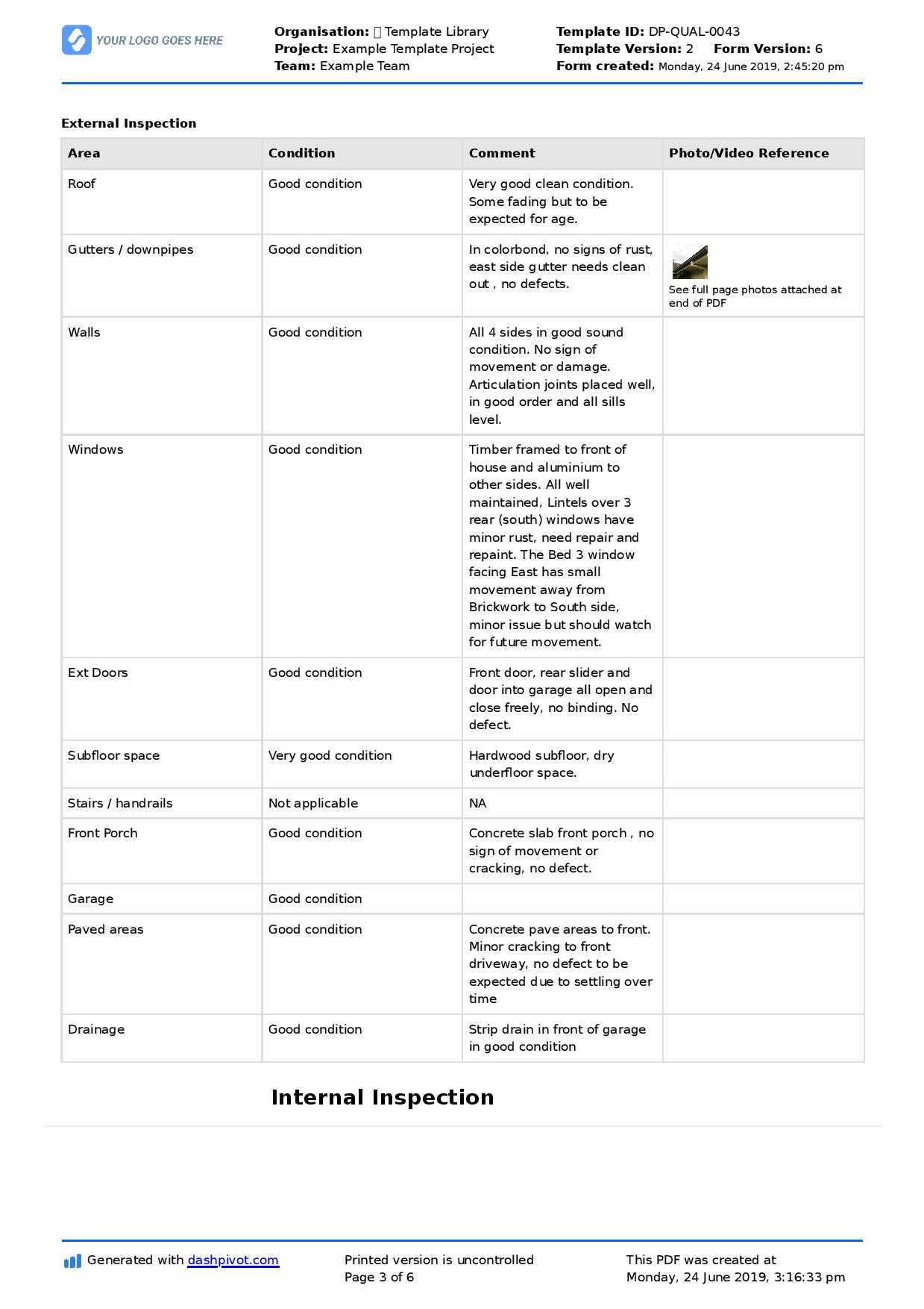 Property Inspection Report Template (Free And Customisable) Intended For Sound Report Template