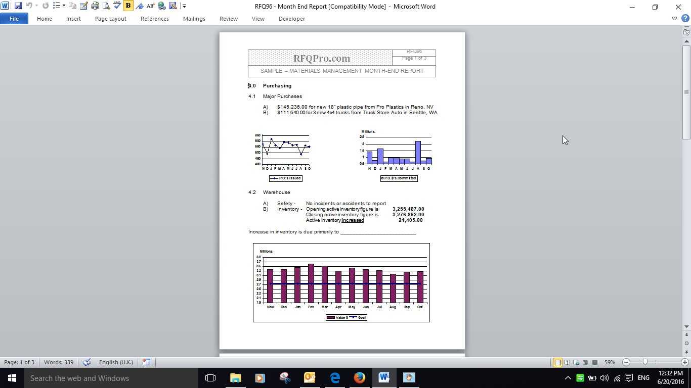 Purchasing Month End Report Example – Rfp Templates >> Rfq Within Month End Report Template
