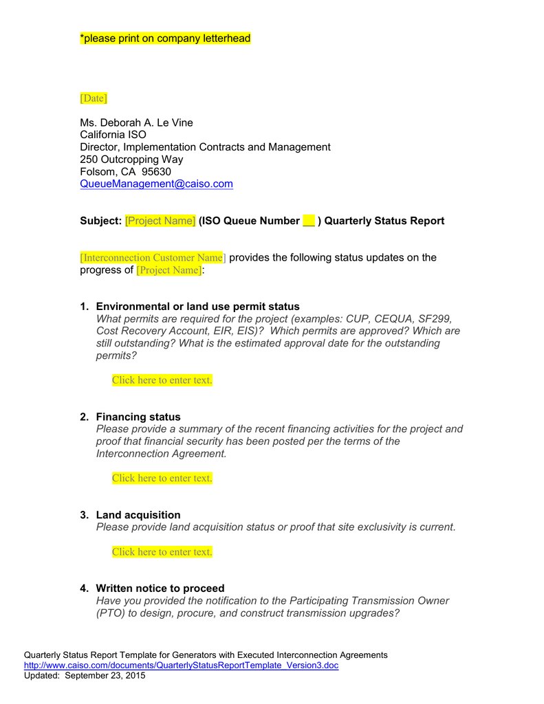 Queue Management Quarterly Status Report Template Within Project Implementation Report Template