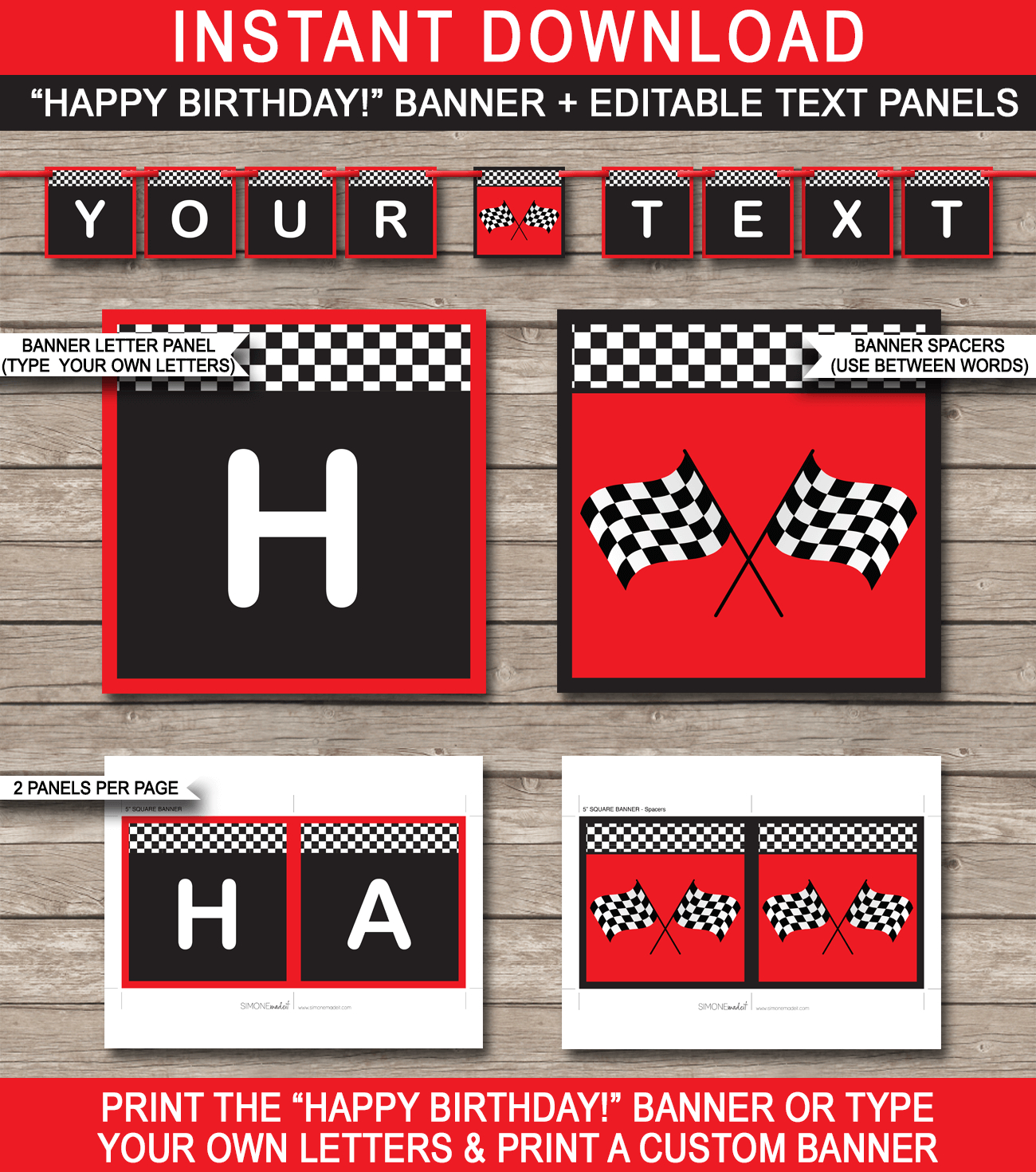 Race Car Party Banner Template – Red Regarding Cars Birthday Banner Template