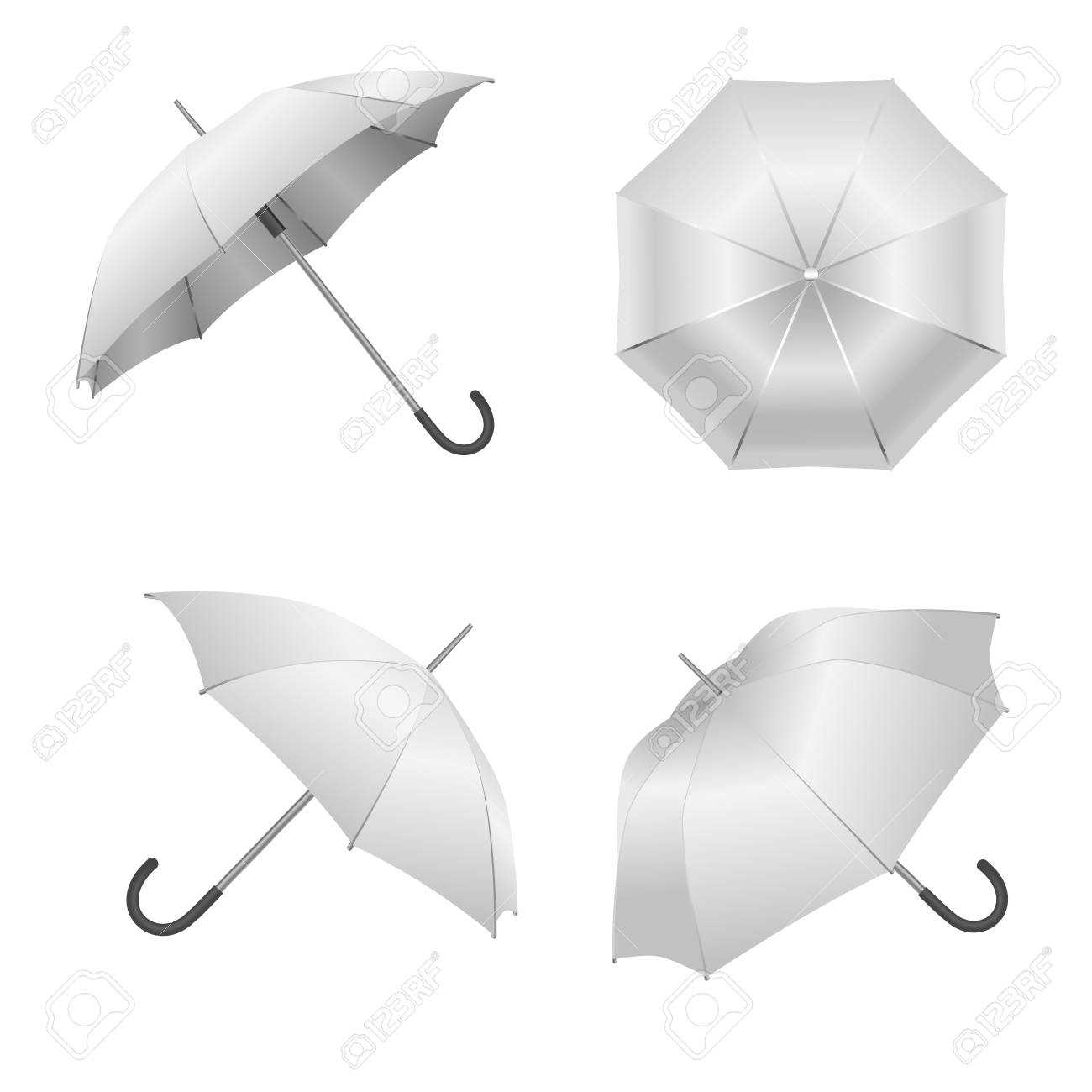 Realistic Detailed 3D White Blank Umbrella Template Mockup Set.. Throughout Blank Umbrella Template