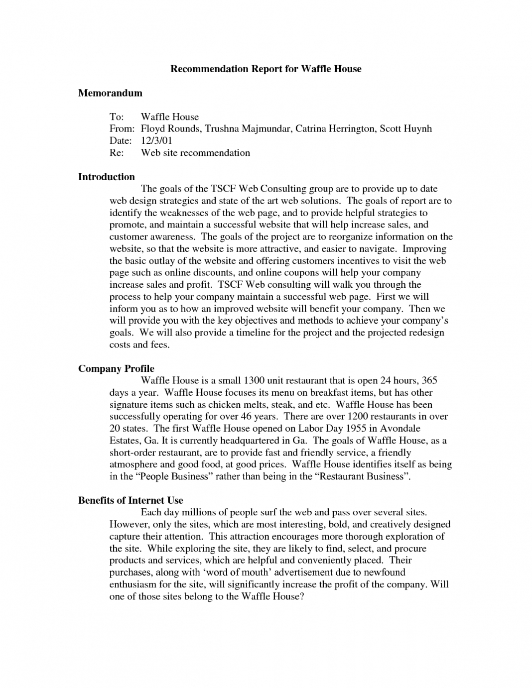 Recommendation Report Example Examples Internal Memo Sample Within Recommendation Report Template