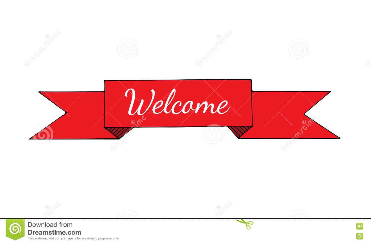 Red Ribbon With Welcome Text Stock Vector – Illustration Of With Welcome Banner Template
