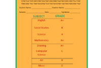 Report Card Template for Report Card Format Template