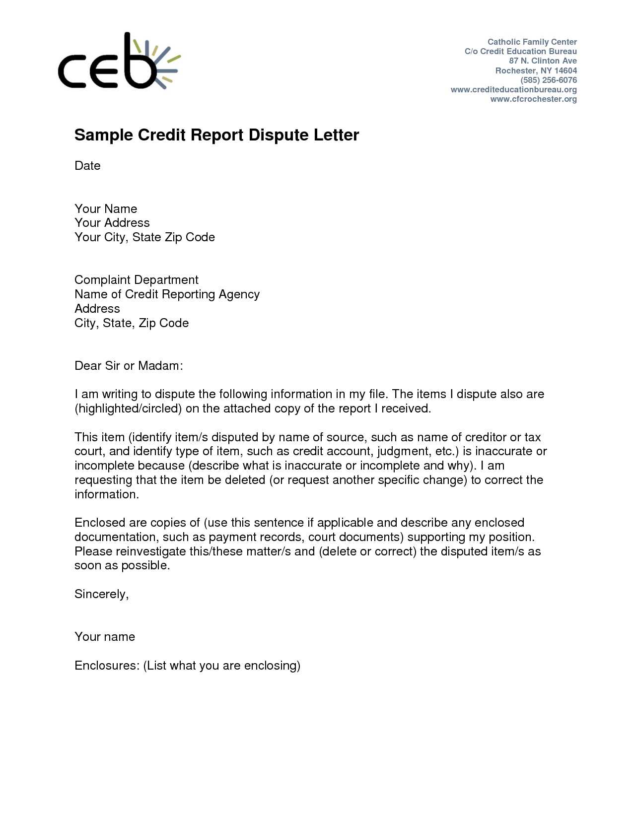 Report Examples Credit Dispute Letter Templates Acurnamedia With Credit Report Dispute Letter Template