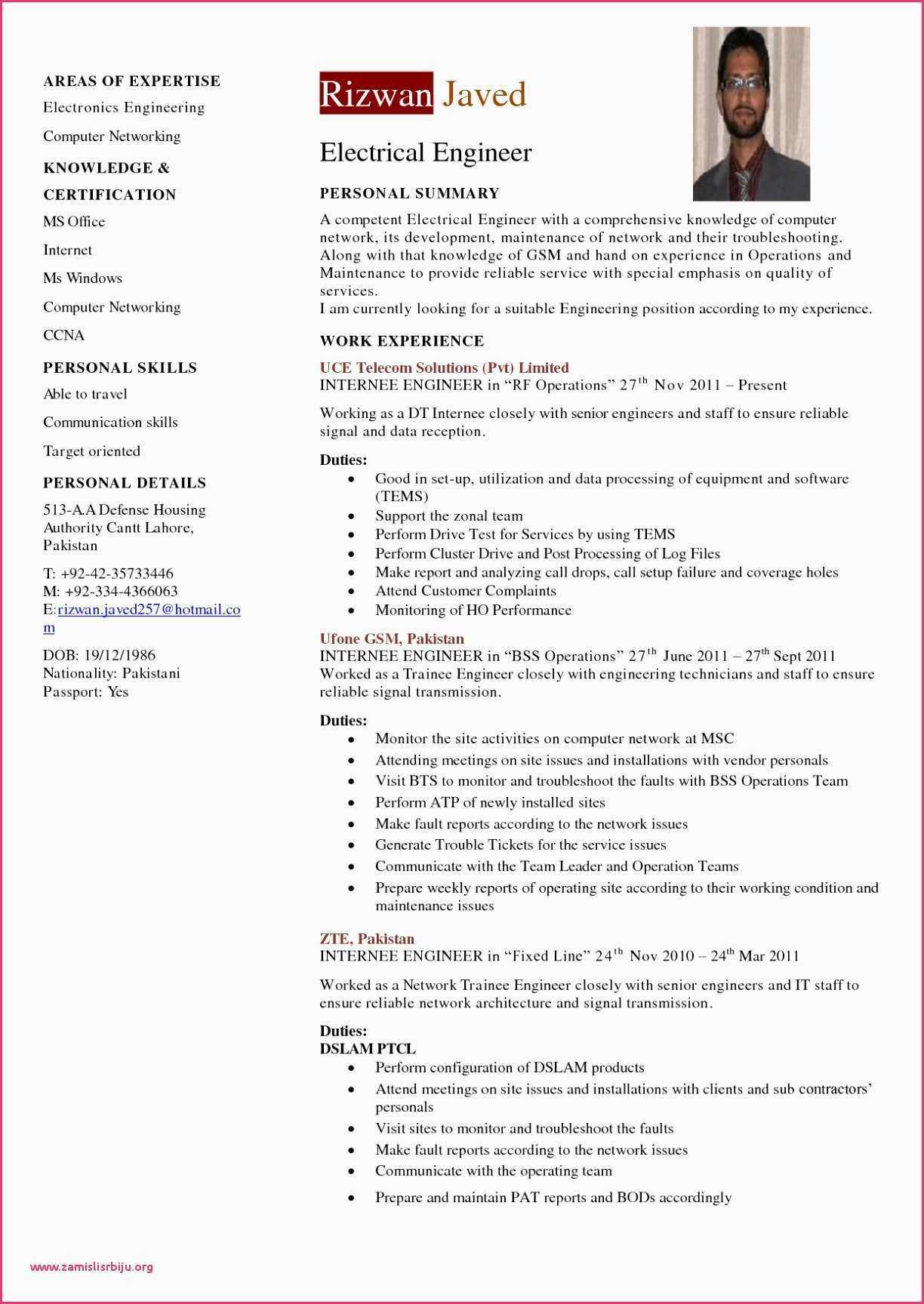 Resume ~ Ic Package Engineerample Resume Fresh Graduate Within Equipment Fault Report Template