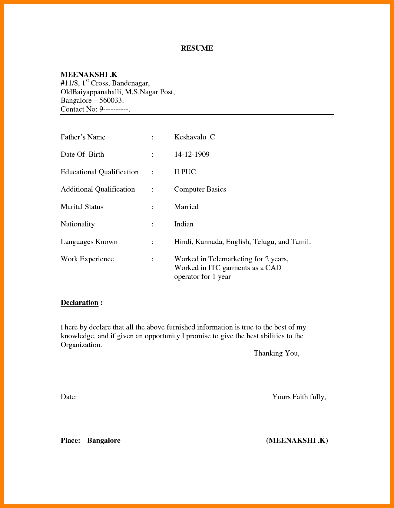 Resume ~ Simple Resume Sample Format Example Of Expense With Regard To How To Write A Work Report Template