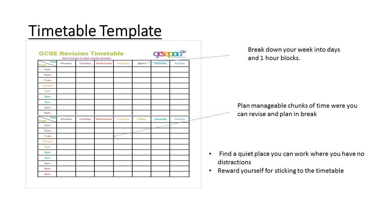 Revision Template. Timetable Revision Template Printable Inside Blank Revision Timetable Template