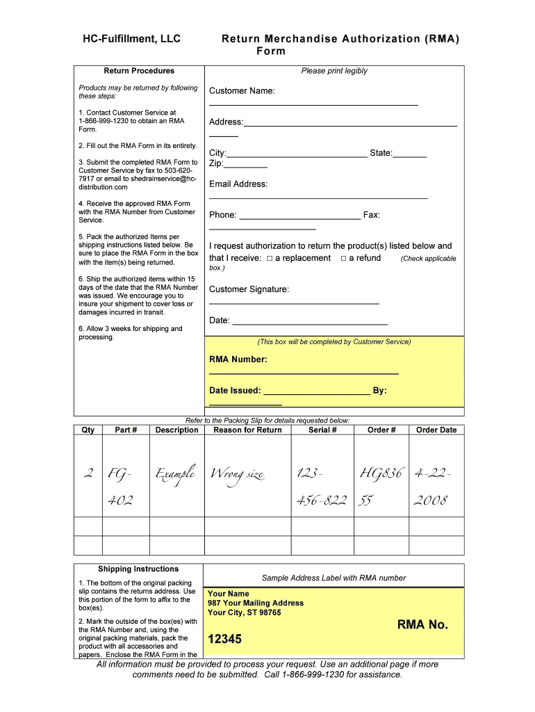 Rma Form Template – Fill Online, Printable, Fillable, Blank Regarding Rma Report Template