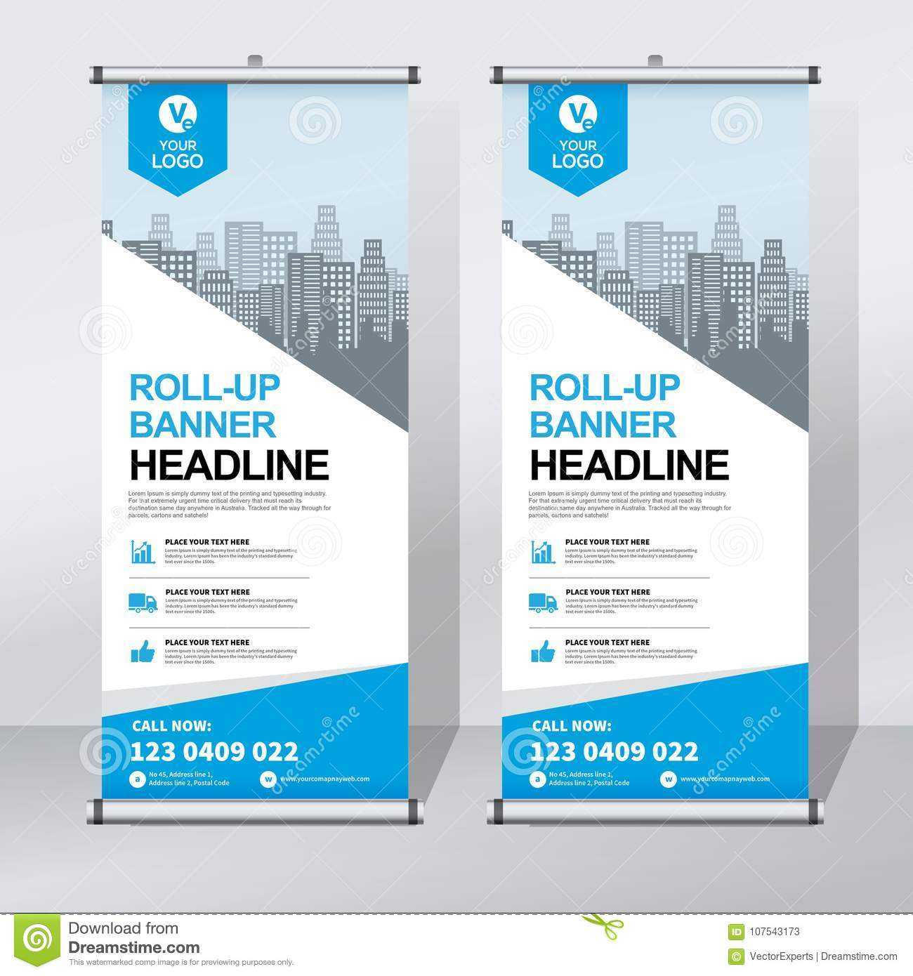 Roll Up Banner Design Template, Vertical, Abstract For Pop Up Banner Design Template