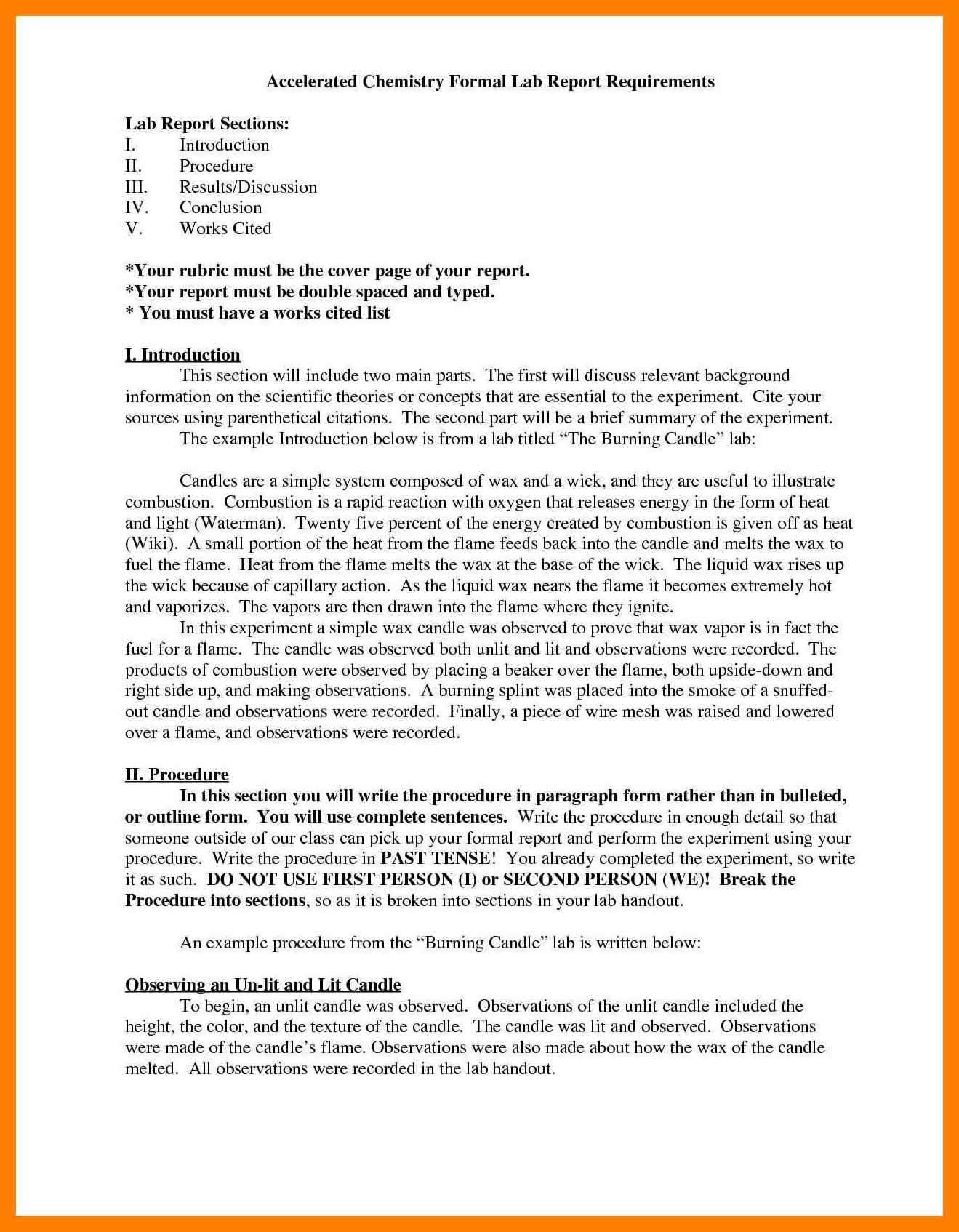 Sample Lab Report Chemistry – Zohre.horizonconsulting.co Inside Lab Report Conclusion Template