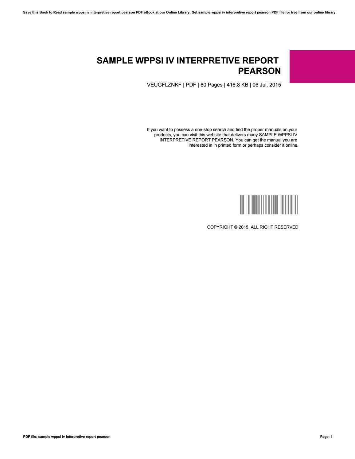 Sample Wppsi Iv Interpretive Report Pearson With Regard To Wppsi Iv Report Template