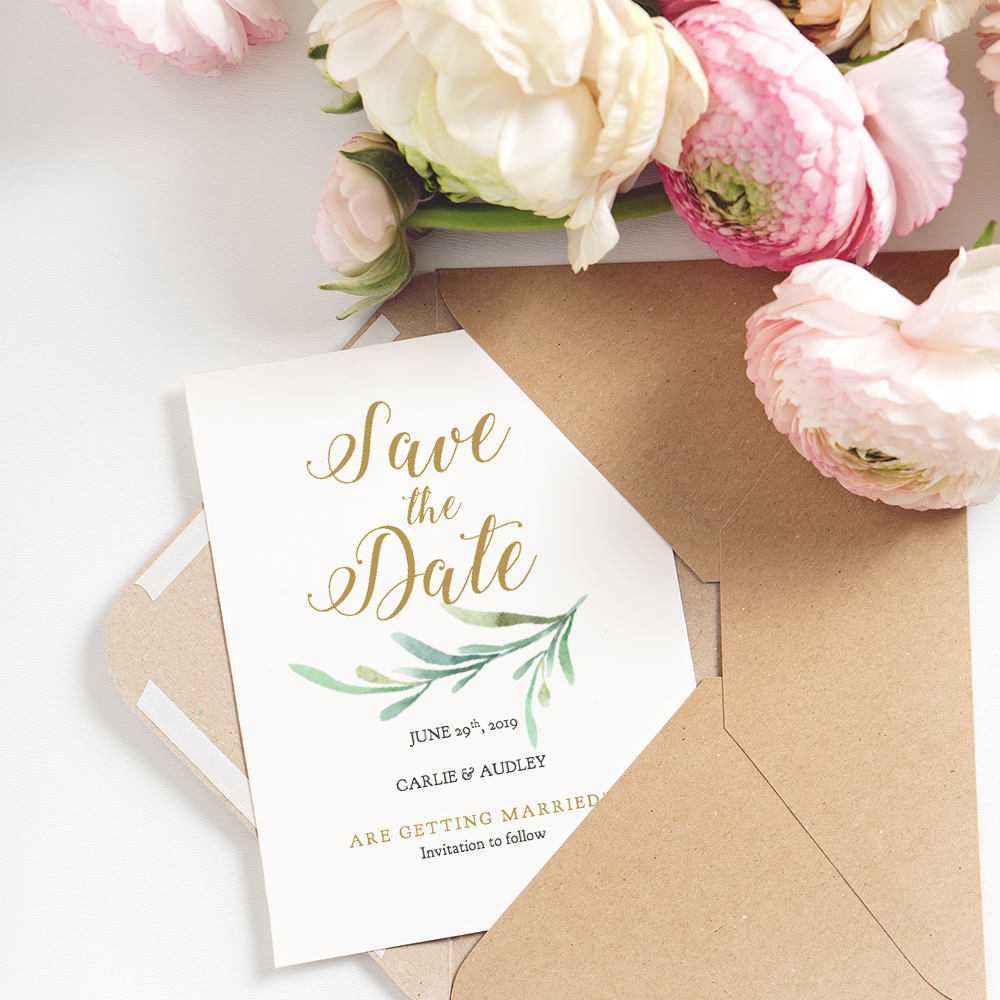 Save The Date Printable Card, Greenery Wedding, Save The Within Save The Date Template Word