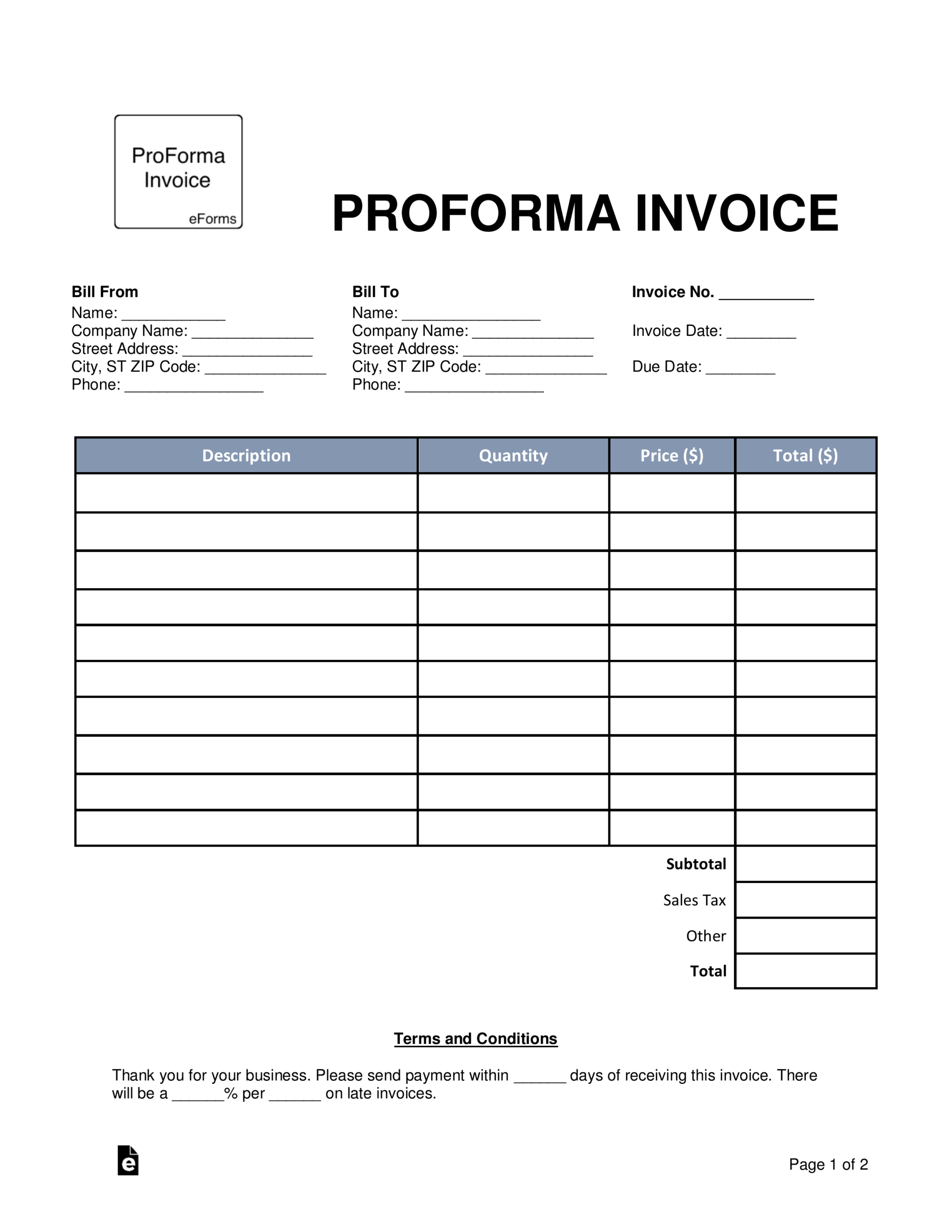 Simple Proforma Invoice – Zohre.horizonconsulting.co Throughout Free Proforma Invoice Template Word