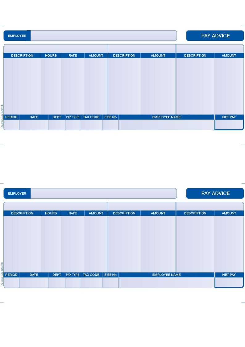 Slpay1 – Compatible Sage Payslips – 2 Per Page (Blue) – Various Pack Sizes Regarding Blank Payslip Template