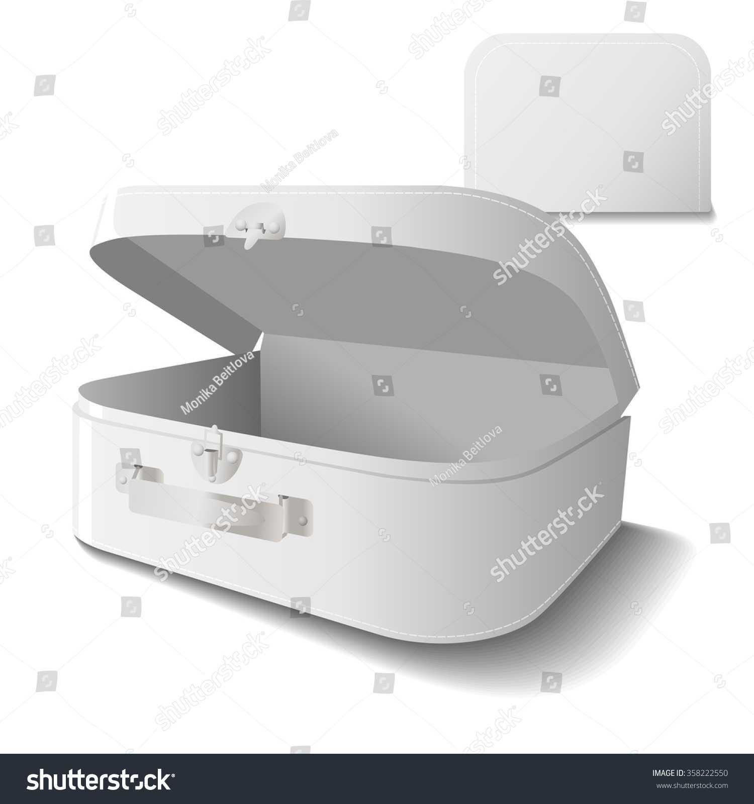 Small Cardboard Suitcase Template Handle White Stock Vector With Blank Suitcase Template