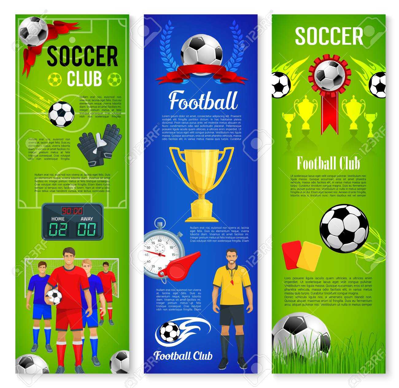 Soccer Or Football Sport Game Banner Template Set With Sports Banner Templates