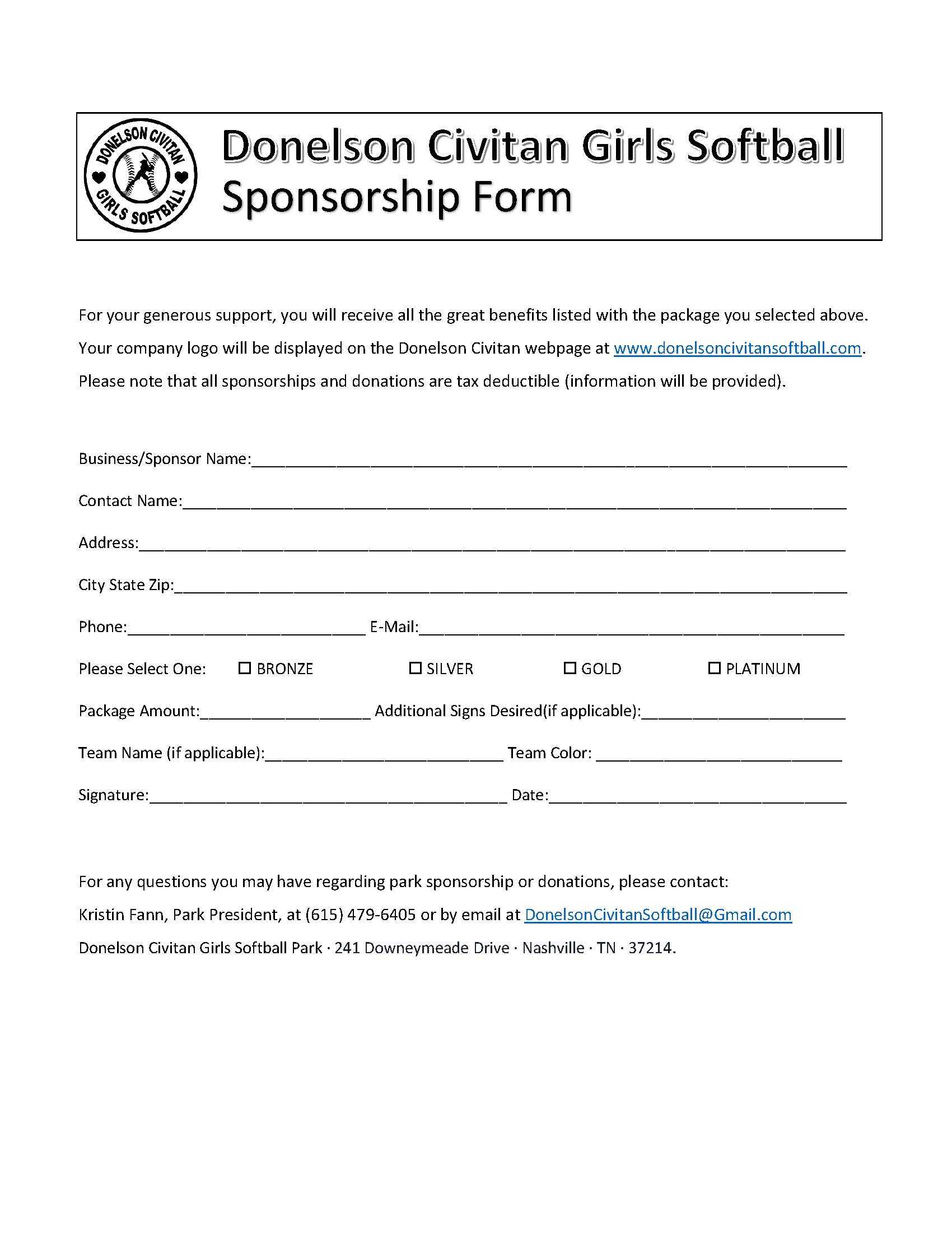 Sponsor Forms Templates Free ] – Template Sponsorship Form With Regard To Blank Sponsor Form Template Free