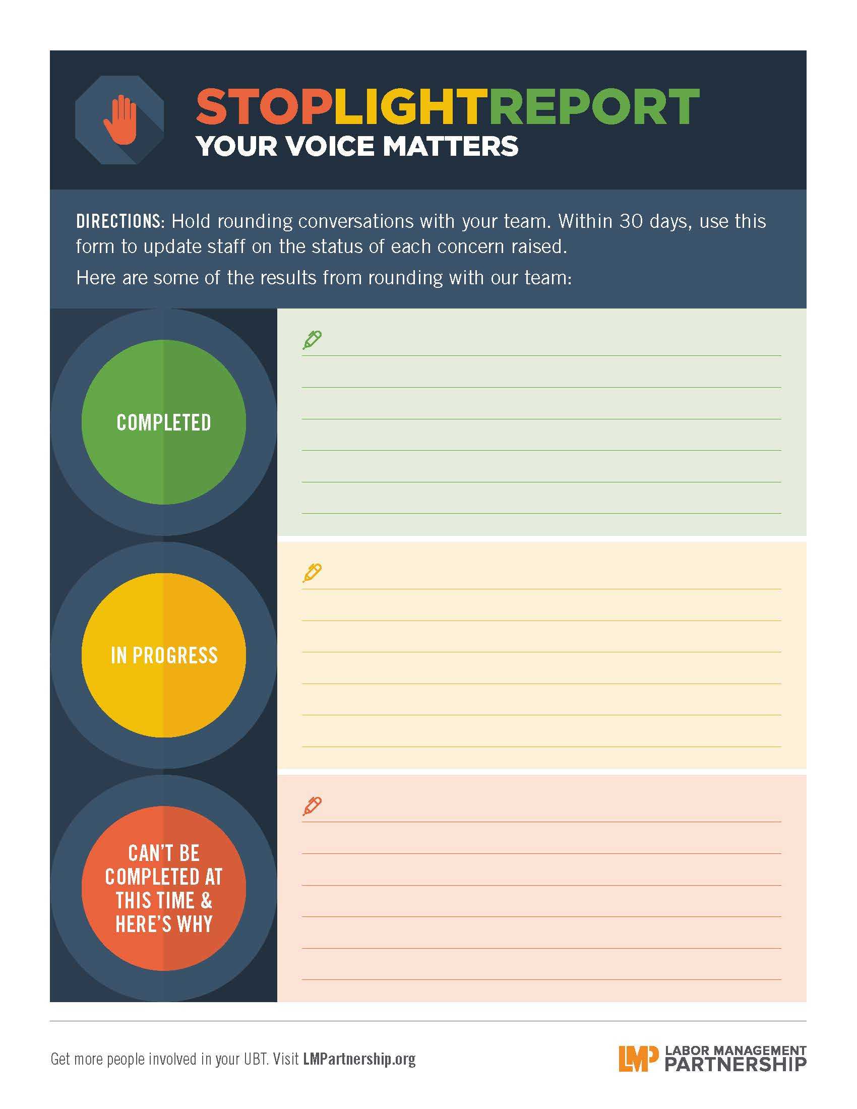 Stoplight Report: Your Voice Matters | Labor Management Inside Stoplight Report Template