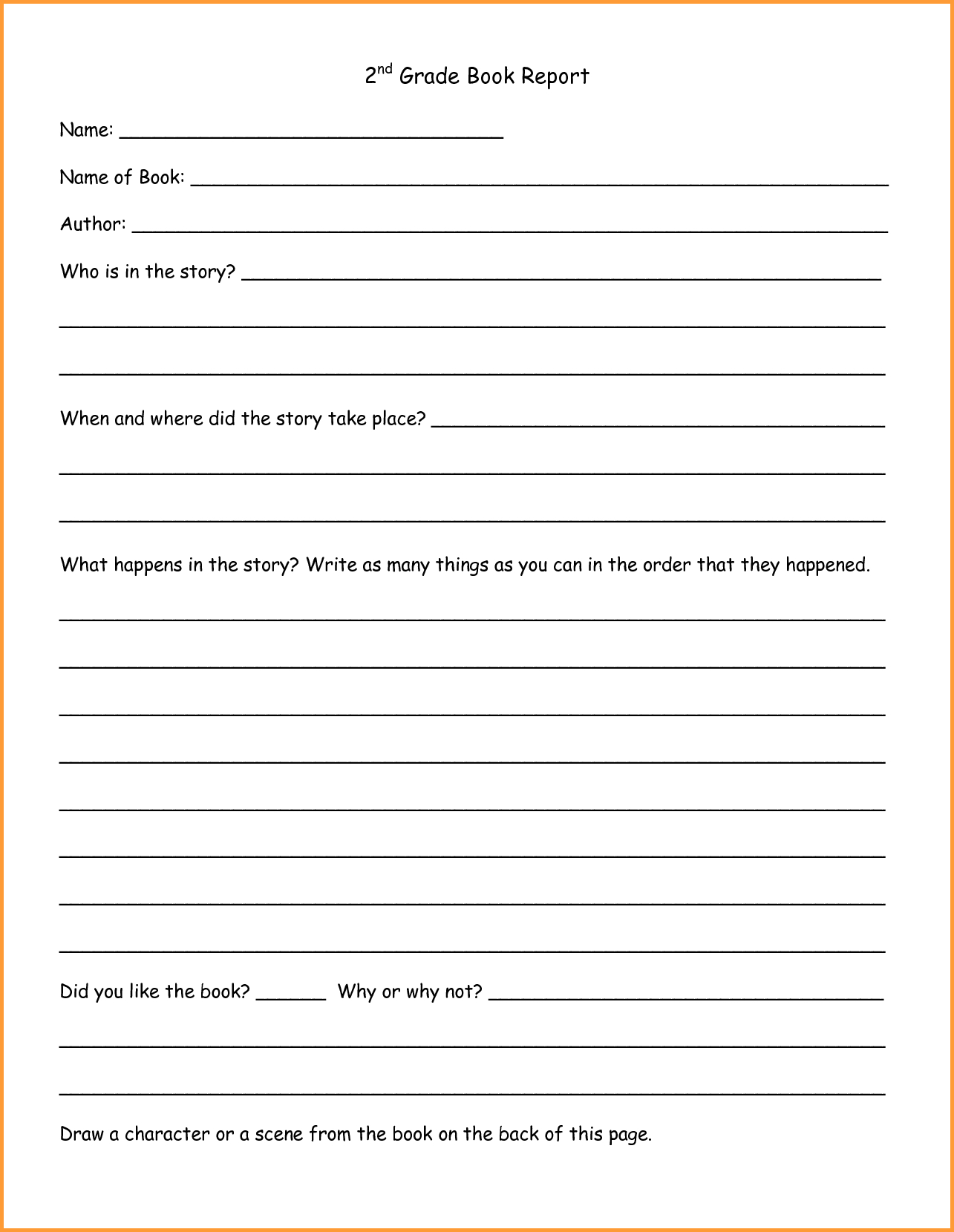 Story Report Template – Zohre.horizonconsulting.co In 2Nd Grade Book Report Template