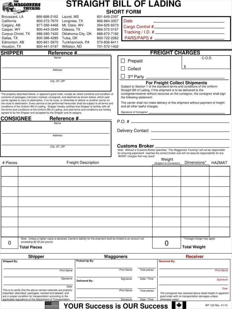 Straight Bill F Lading Template Form Short Fedex Freight For Fedex Label Template Word