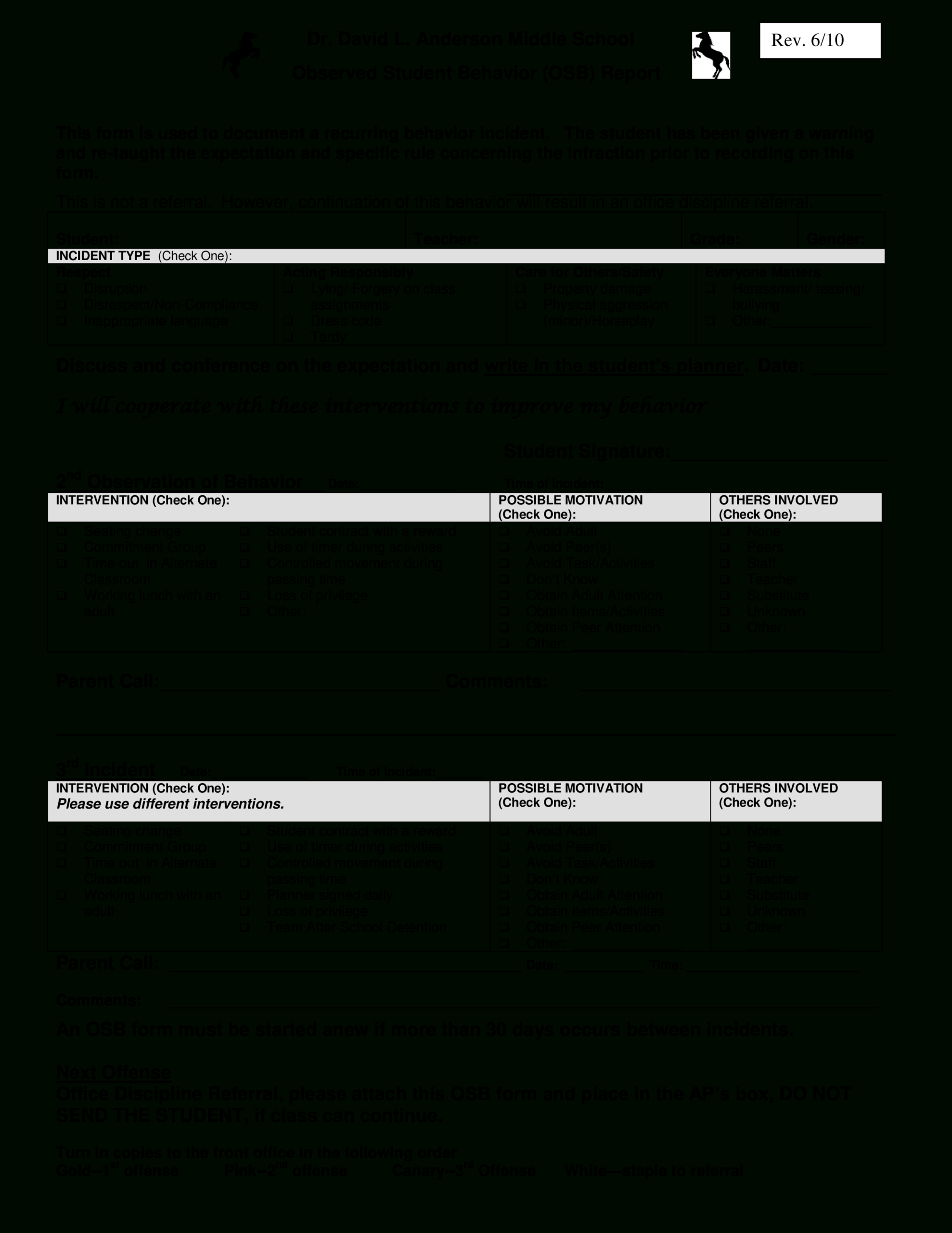 Student Behaviour Student | Templates At For Behaviour Report Template