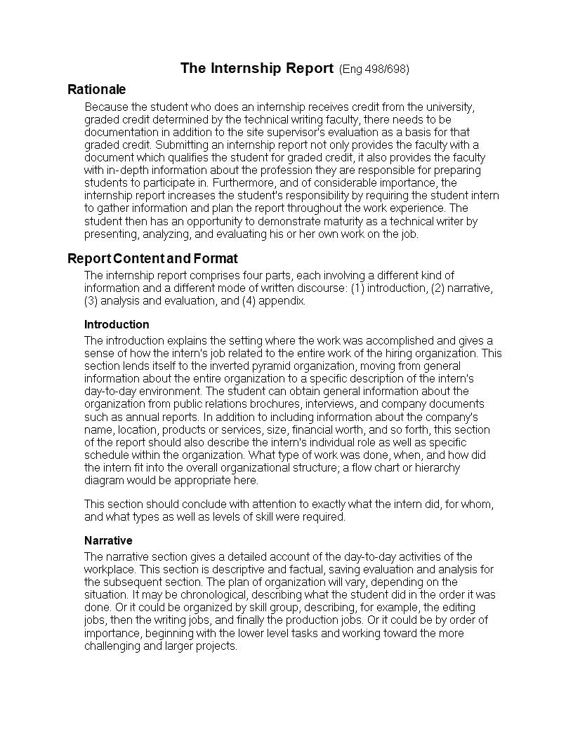 Student Internship Report Format | Templates At Pertaining To Introduction Template For Report