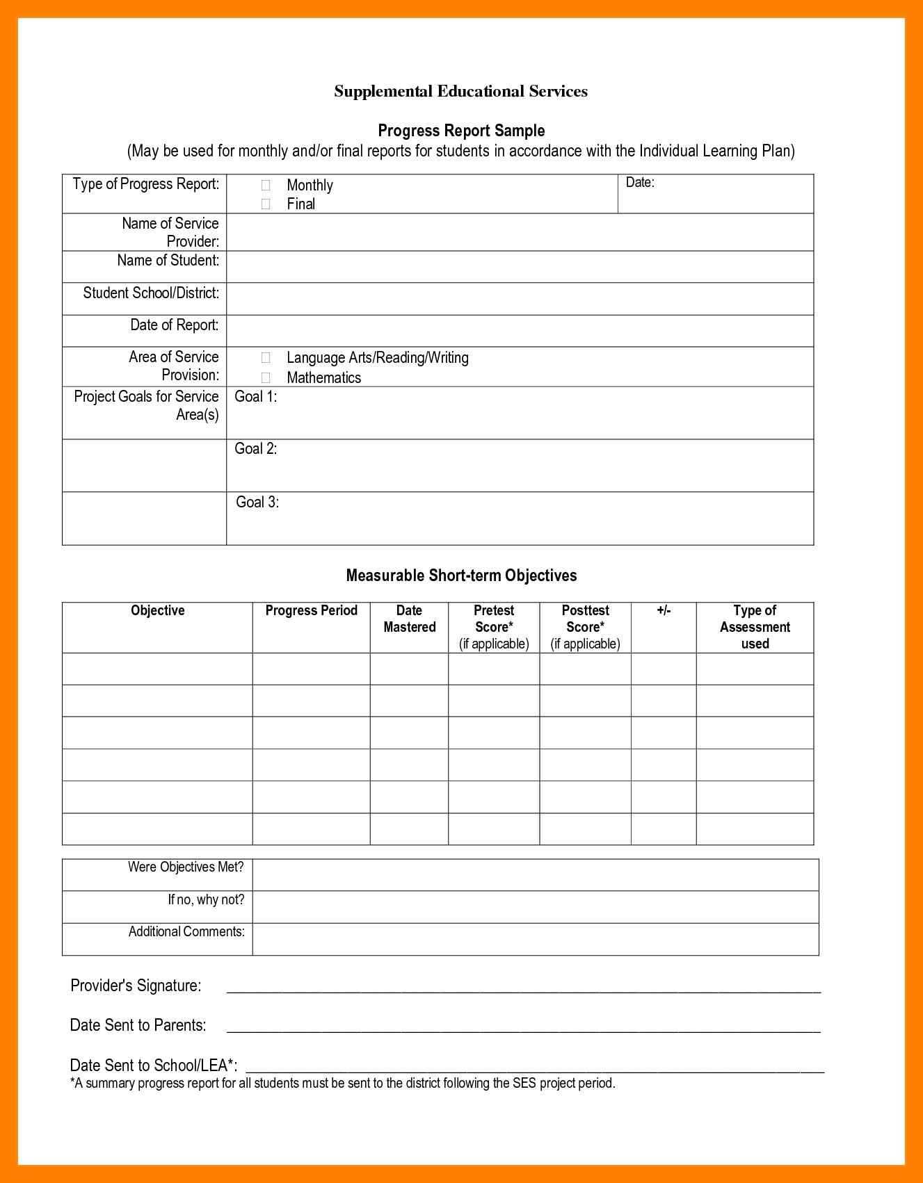 Student Progress Report Forms - Zohre.horizonconsulting.co Inside Educational Progress Report Template