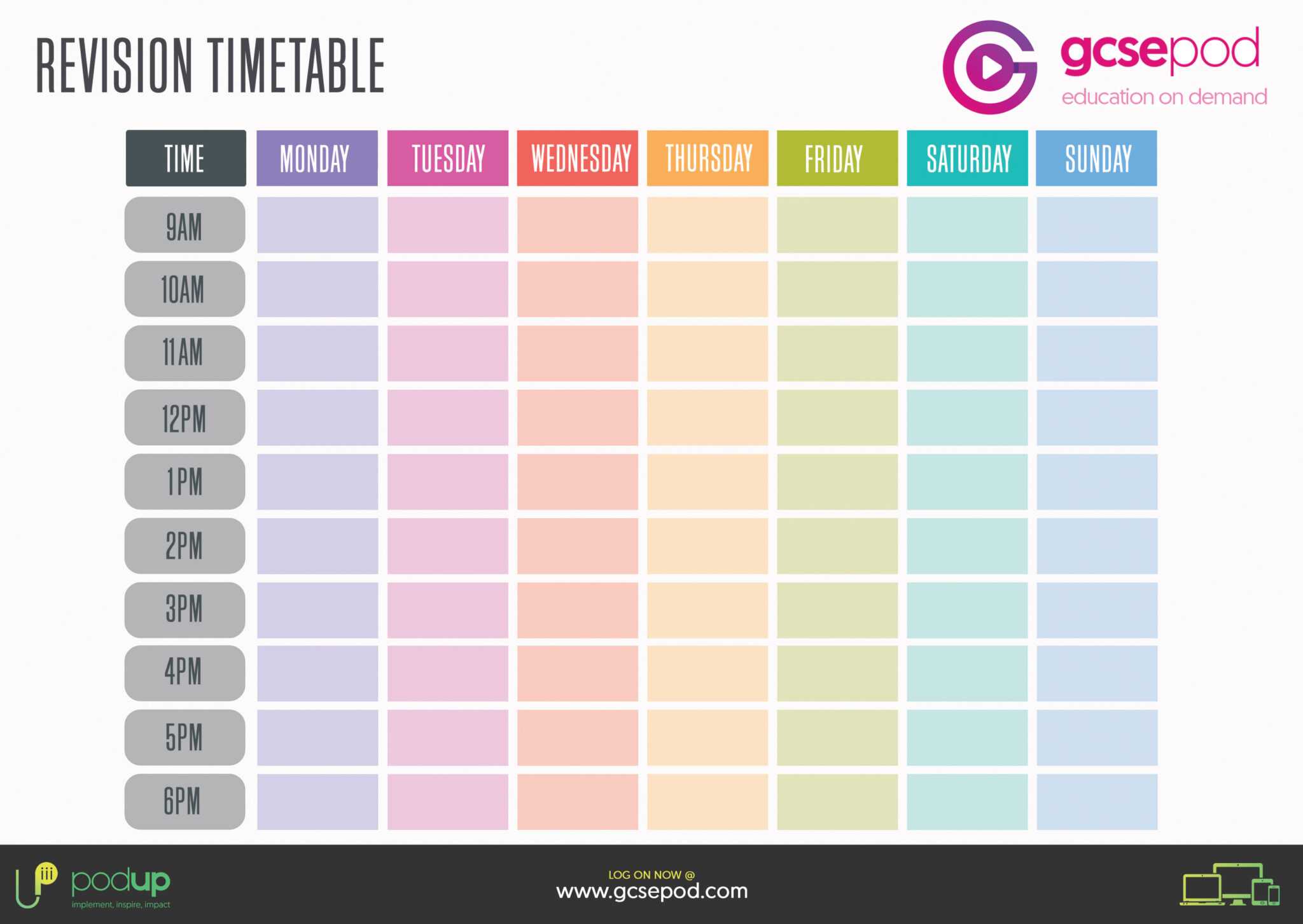 Student Resources Gcsepod Pertaining To Blank Revision Timetable Template