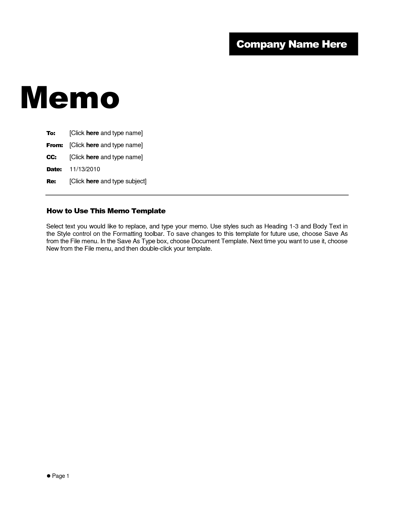 Stunning Microsoft Word Memo Templates Template Ideas Free Pertaining To Memo Template Word 2010