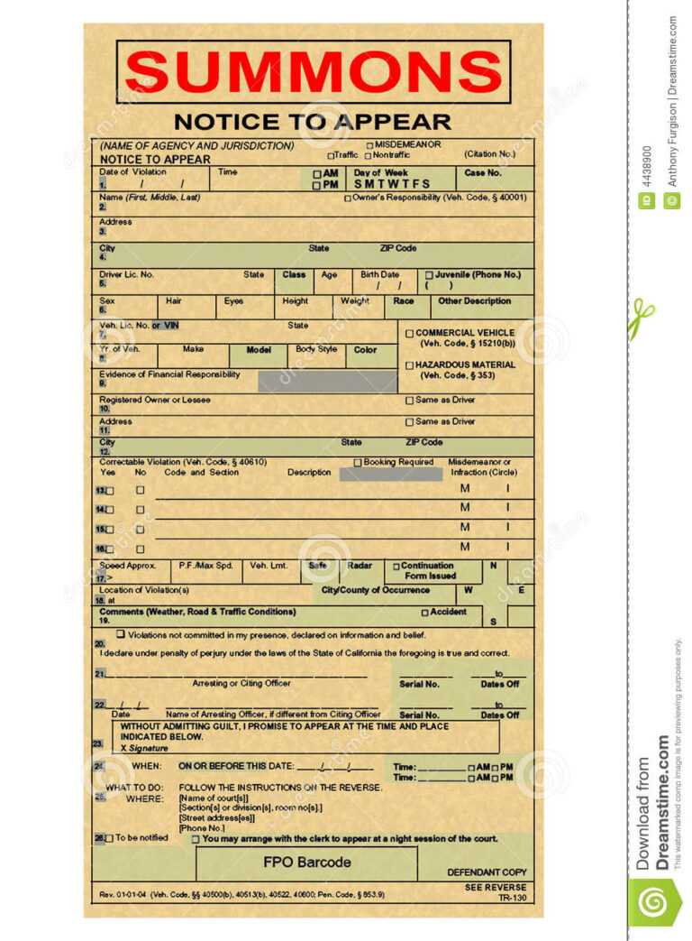 Summons Ticket To Court Stock Photo Image Of Post Official for Blank Summons Ticket To Court Stock Photo Image Of Post Official for Blank