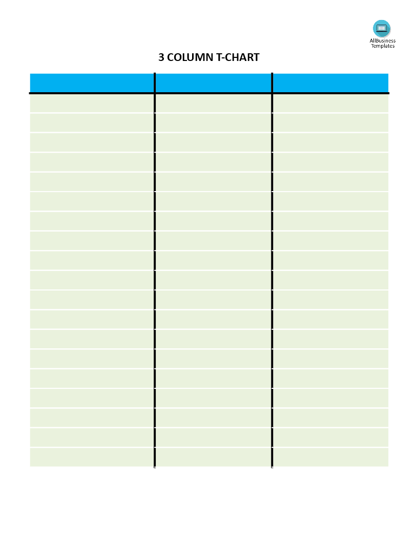 T Chart With 3 Columns | Templates At Allbusinesstemplates For 3 Column Word Template