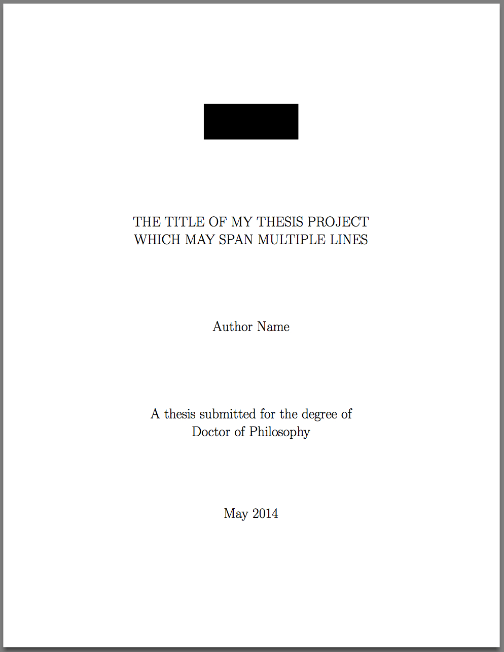 Template For Latex Phd Thesis Title Page – Texblog Inside Latex Project Report Template