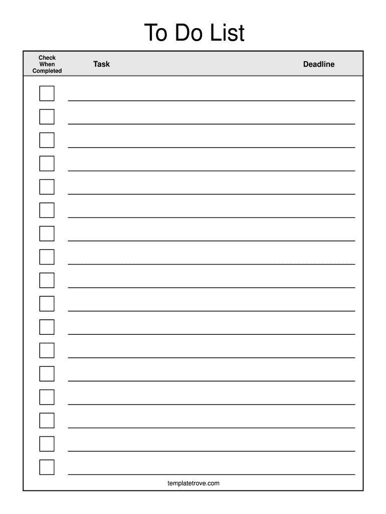 Template Trove – Fill Online, Printable, Fillable, Blank Inside Blank To Do List Template
