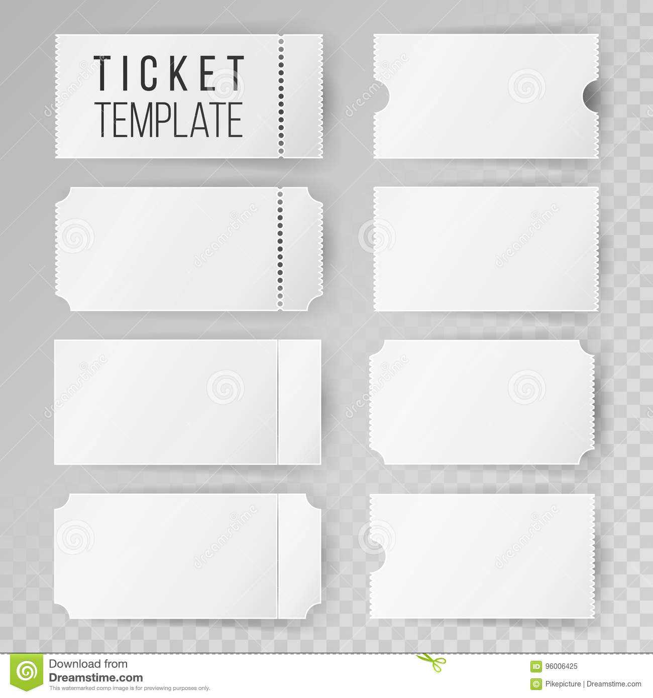 Ticket Template Set Vector. Modern Mock Up Wedding, Cinema Regarding Blank Admission Ticket Template