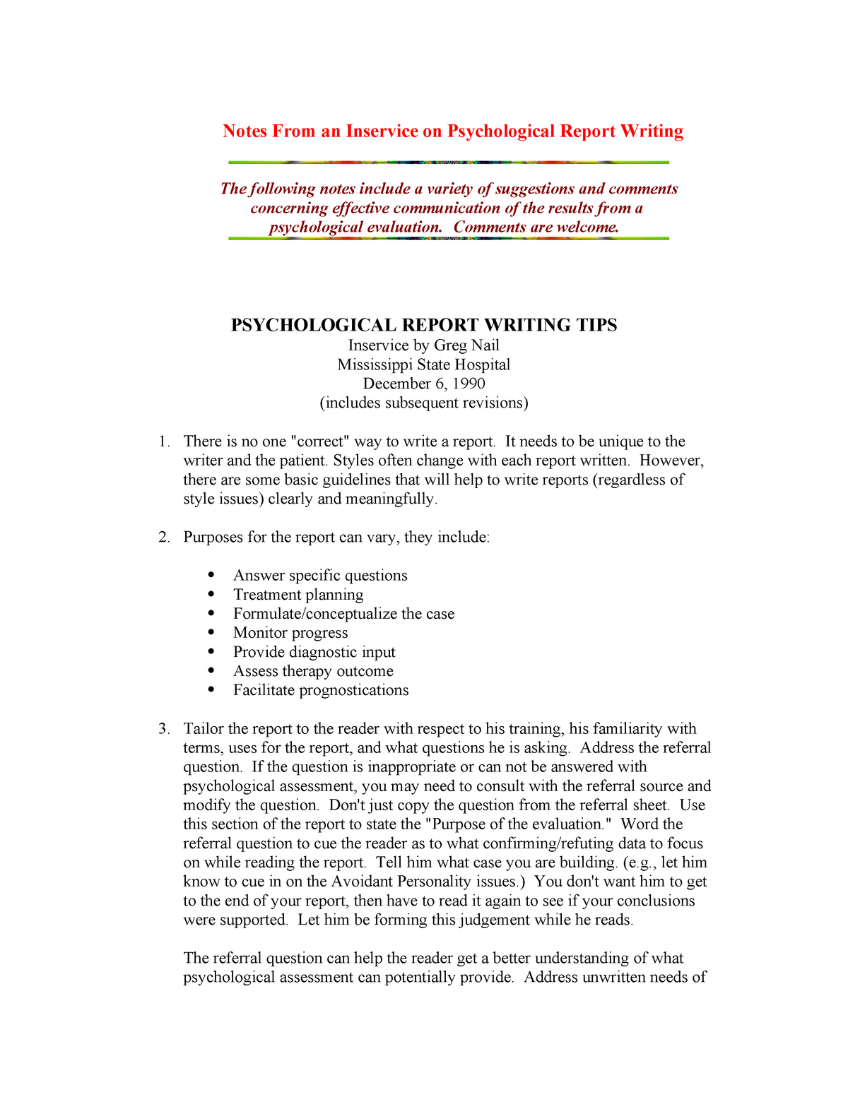 Tips In Psychological Report Writing – Psych 522 – Studocu Inside Psychoeducational Report Template