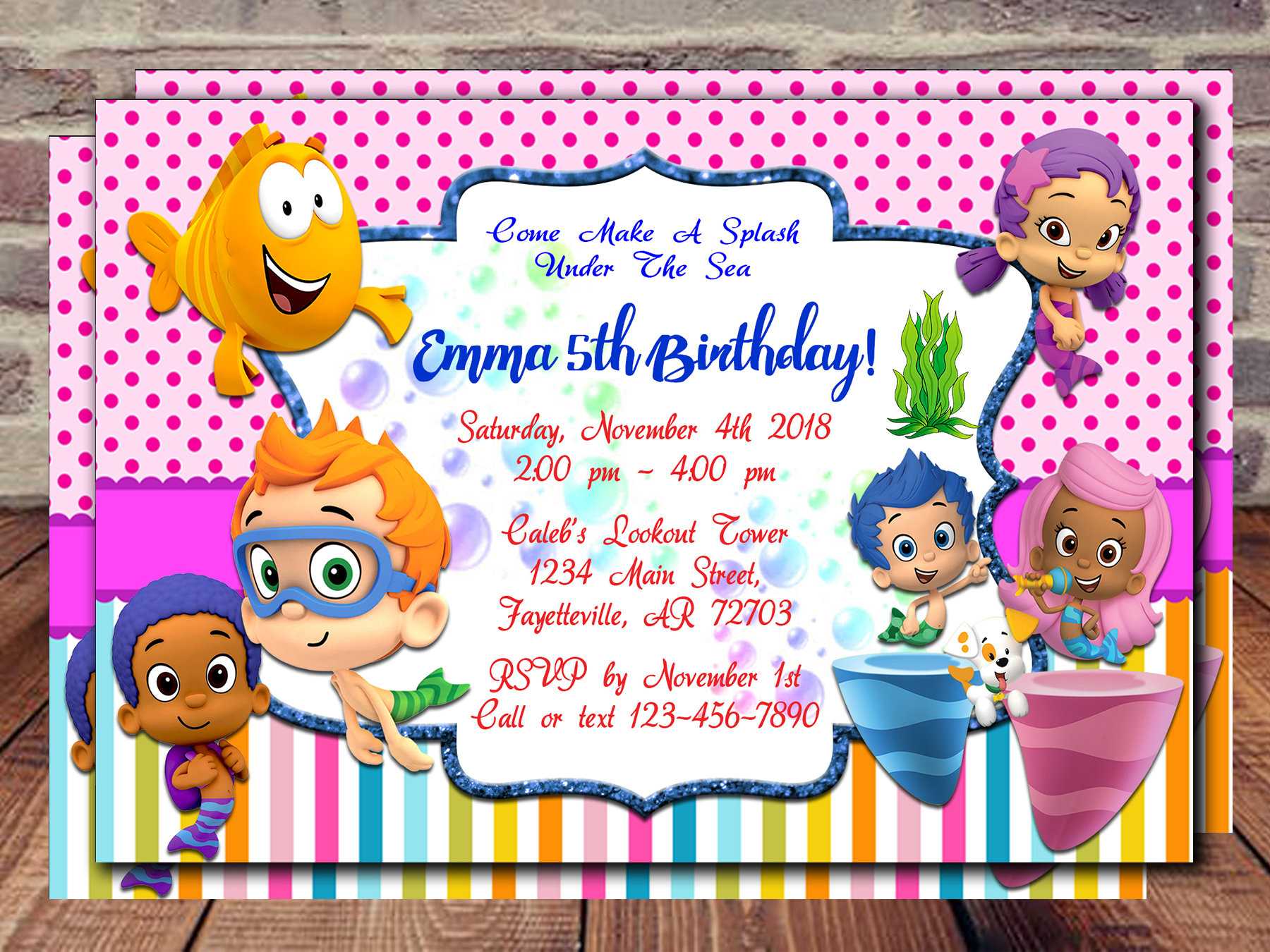 Tips: Pretty Bubble Guppies Invitations Design For Your In Bubble Guppies Birthday Banner Template