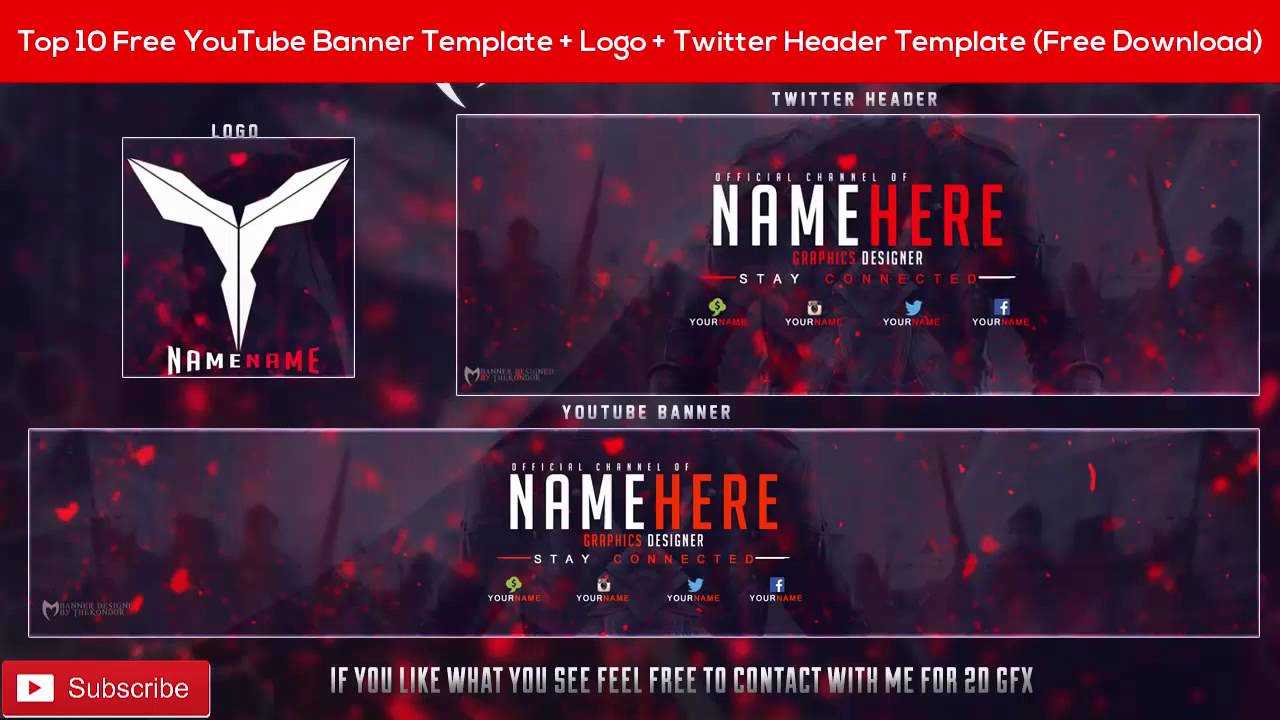 Top 10 Free Youtube Banner Template – Logo – Twitter Header Regarding Yt Banner Template