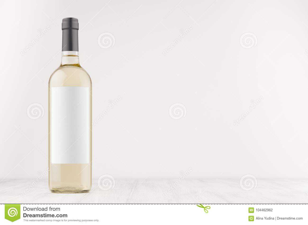 Transparent White Wine Bottle With Blank White Label On Intended For Blank Wine Label Template