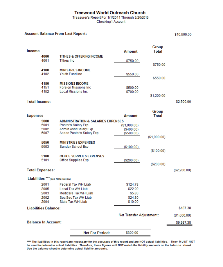 Treasurer s Report Agm Template