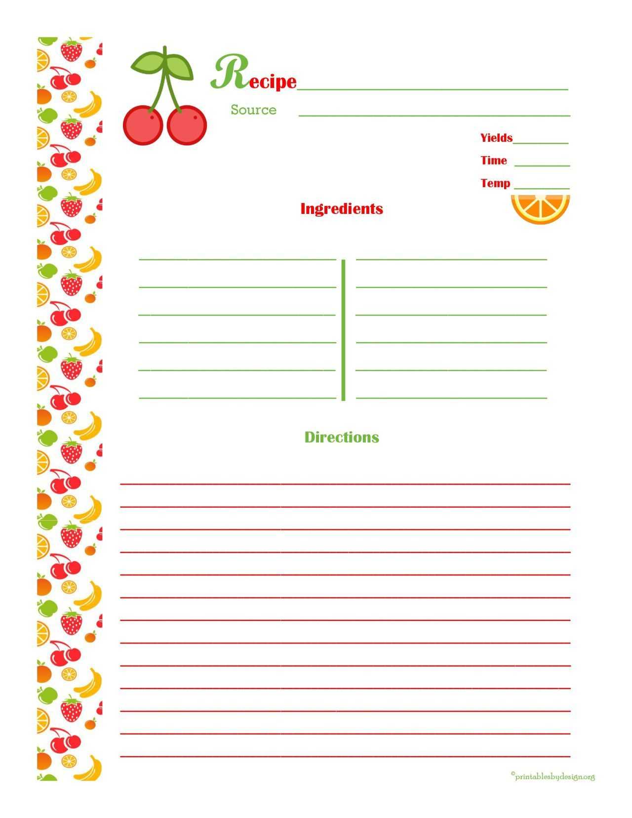 Unique Free Recipe Template For Word Ideas Editable Full With Regard To Full Page Recipe Template For Word