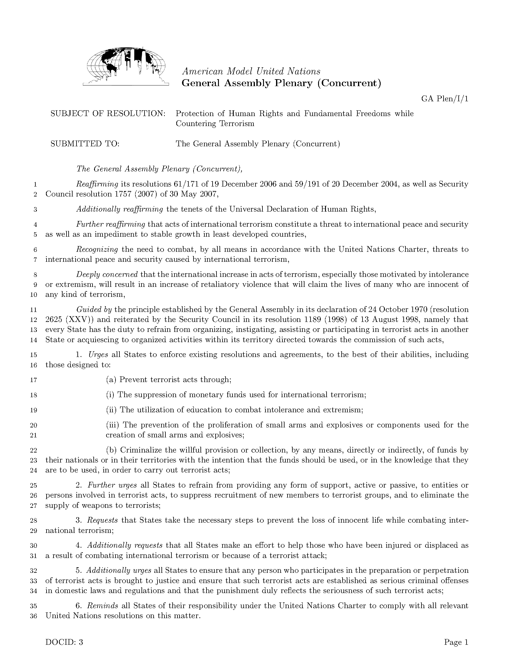 United Nations Documents – Amun With Rapporteur Report Template