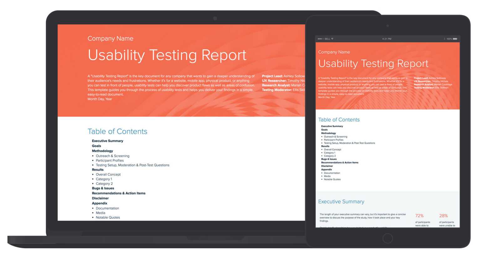 Usability Testing Report Template And Examples Xtensio inside Test