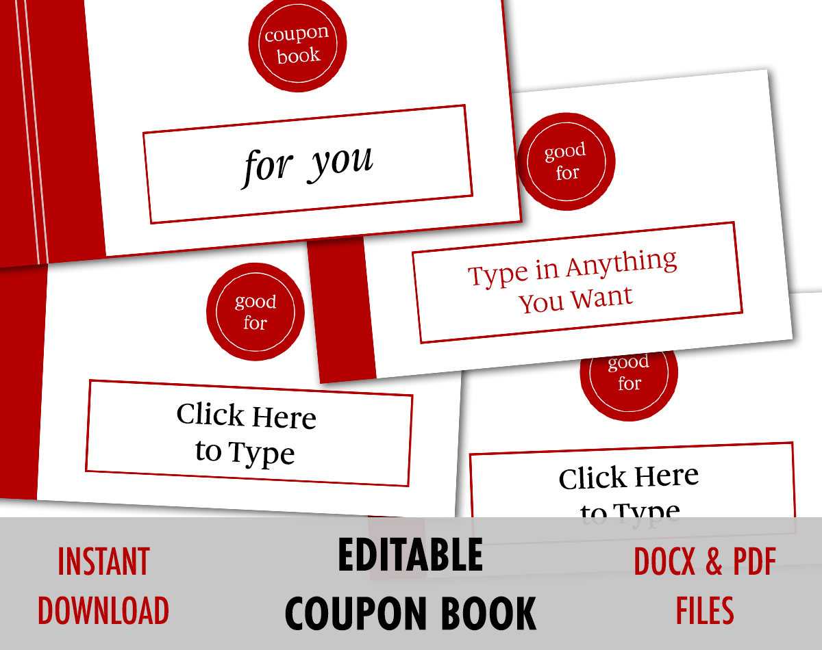 Valentines Day Gift For Him, Editable Love Coupon, Love Intended For Coupon Book Template Word