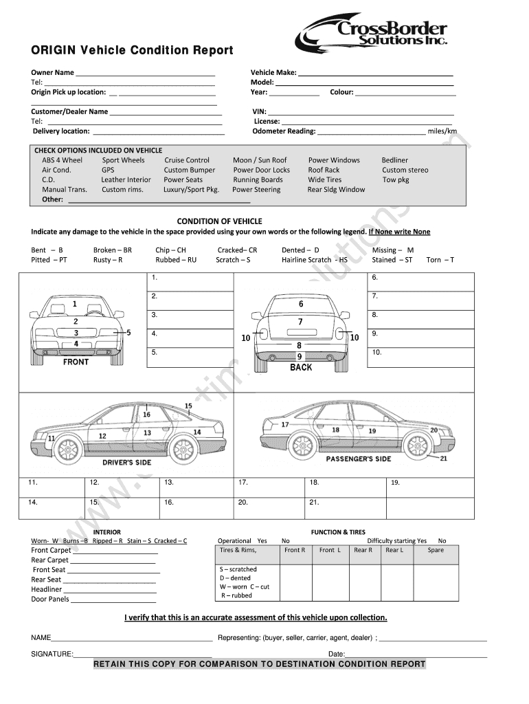 Vehicle Condition Report – Fill Online, Printable, Fillable For Truck Condition Report Template