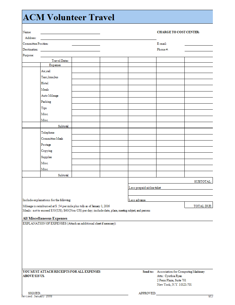 Volunteer Travel And Expense Report Template | Templates At In Volunteer Report Template