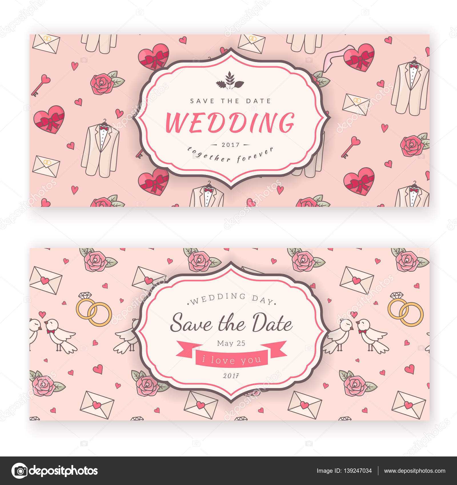 Wedding Banner Template. — Stock Vector © Chuhail #139247034 With Regard To Wedding Banner Design Templates