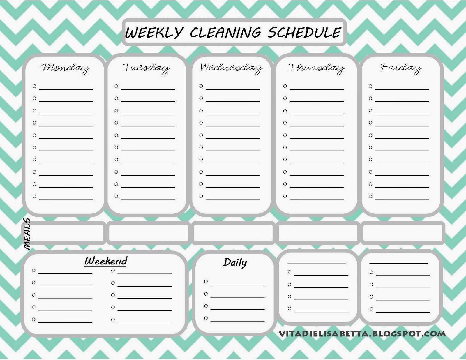 Weekly Cleaning Schedule Pdf – Printable Receipt Template Intended For Blank Cleaning Schedule Template