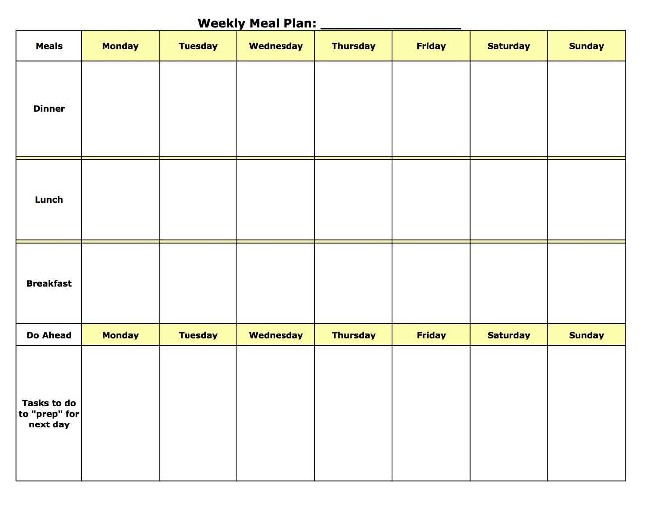 Weekly Food Planner Template Word Plan Editable Meal Free For Weekly Meal Planner Template Word