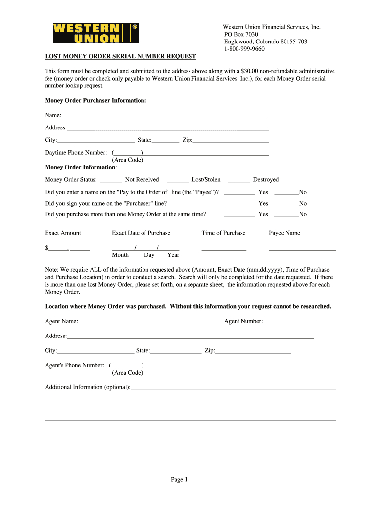 Western Union Form – Fill Online, Printable, Fillable, Blank Intended For Blank Money Order Template